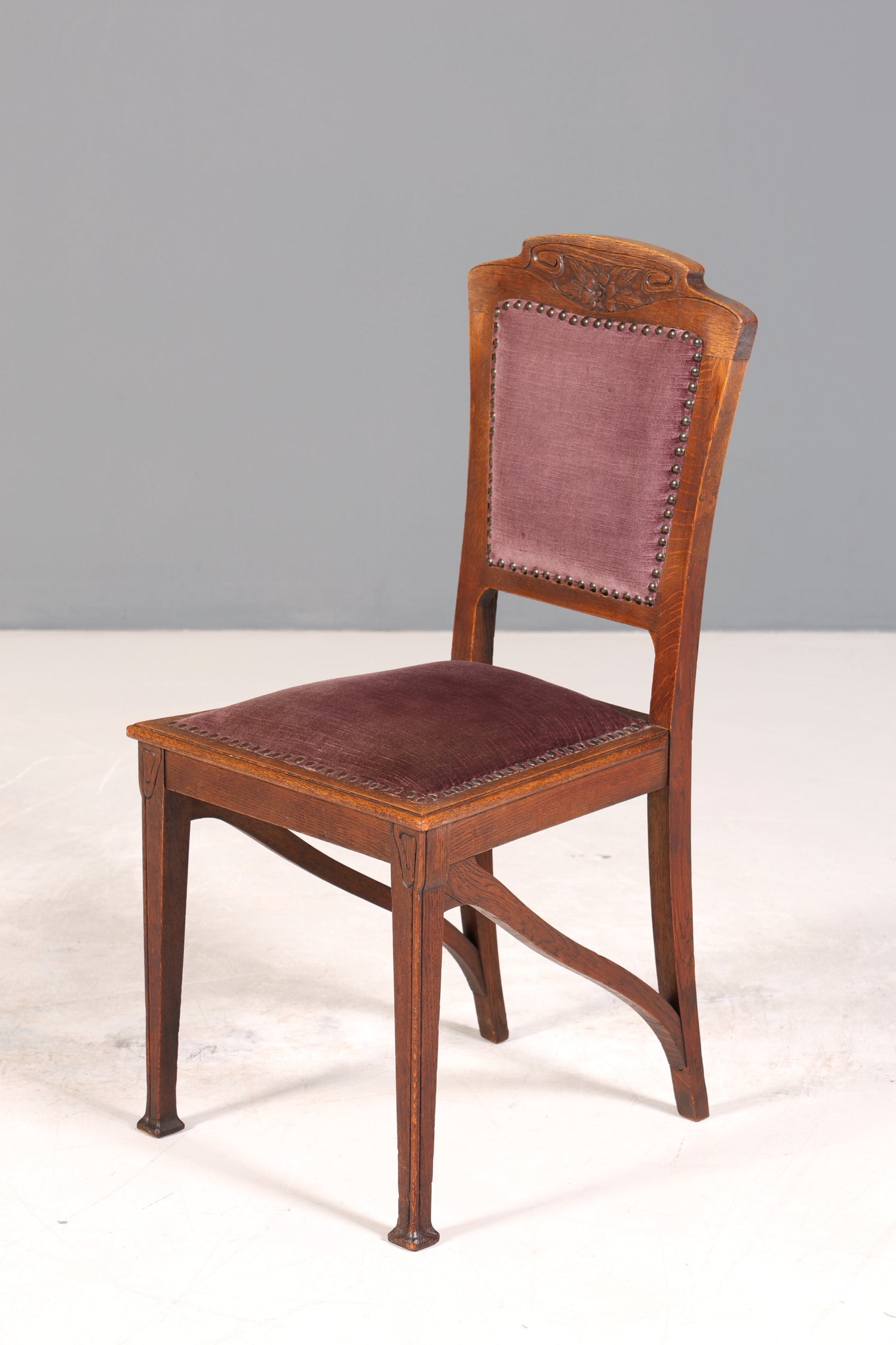 4x Wunderschöne Jugendstil Stühle Antik Stuhl Set Eiche Küchenstühle Esszimmer Stühle um 1900