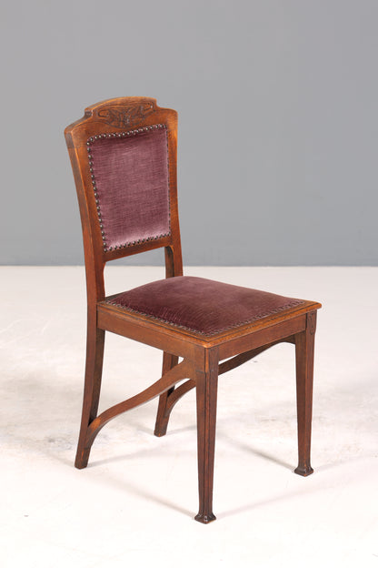 4x Wunderschöne Jugendstil Stühle Antik Stuhl Set Eiche Küchenstühle Esszimmer Stühle um 1900