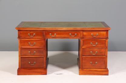 Wunderschöner Englischer Schreibtisch echt Lederauflage Eiche Bürotisch Antik Stil Office Desk