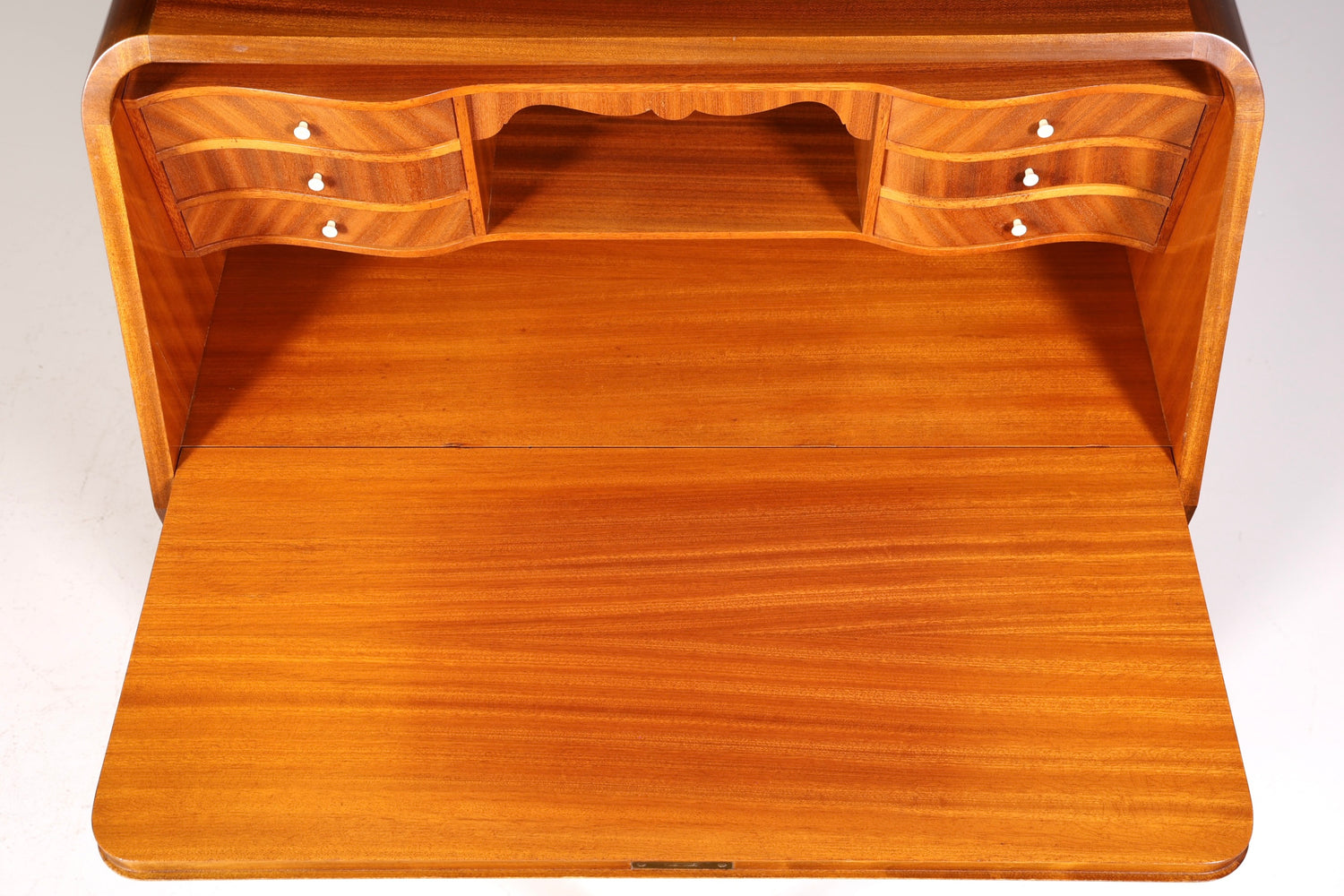 F223 Finish cm Schlichter Mid Century Sekretär Vintage Schreibmöbel echt Holz Kommode Office Secretary