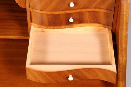 F223 Finish cm Schlichter Mid Century Sekretär Vintage Schreibmöbel echt Holz Kommode Office Secretary