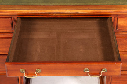 Wunderschöner Englischer Schreibtisch echt Lederauflage Eiche Bürotisch Antik Stil Office Desk