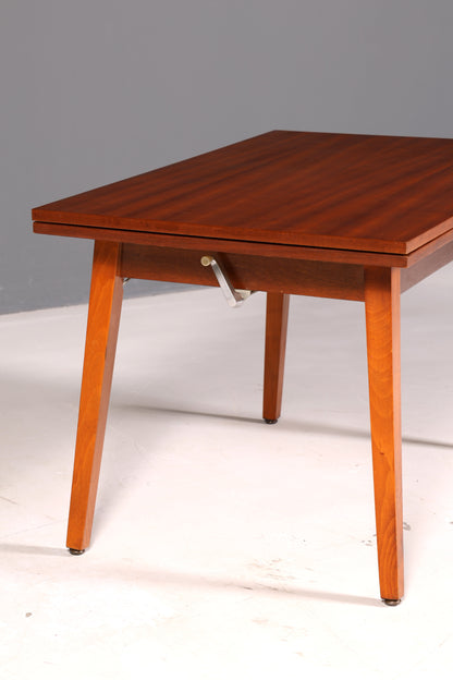 Beautiful mid-century kitchen table, vintage extendable height-adjustable dining table, 1960s wood