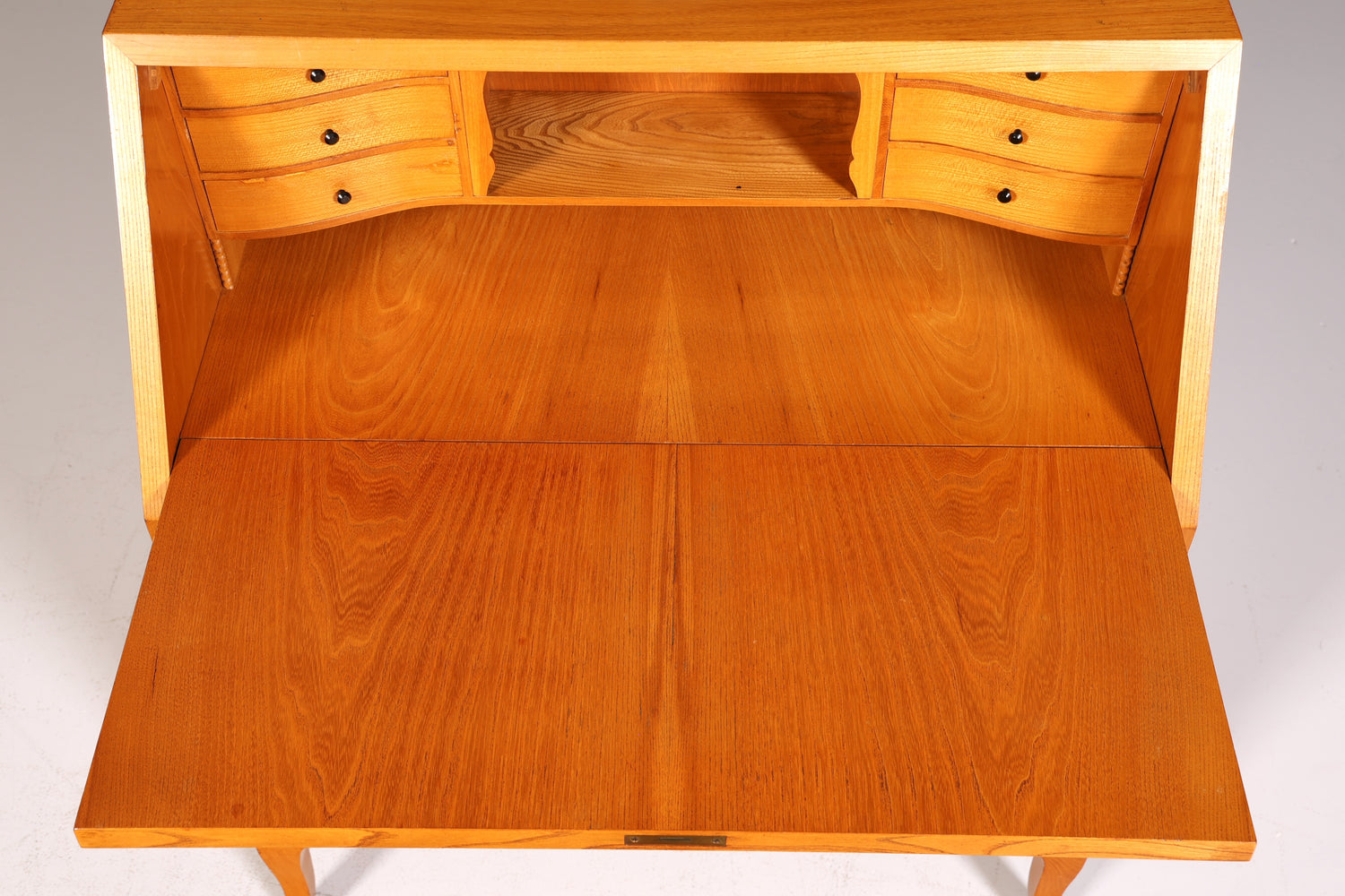 F226 Finish cm Schlichter Mid Century Sekretär Vintage Schreibmöbel echt Holz Kommode Office Secretary