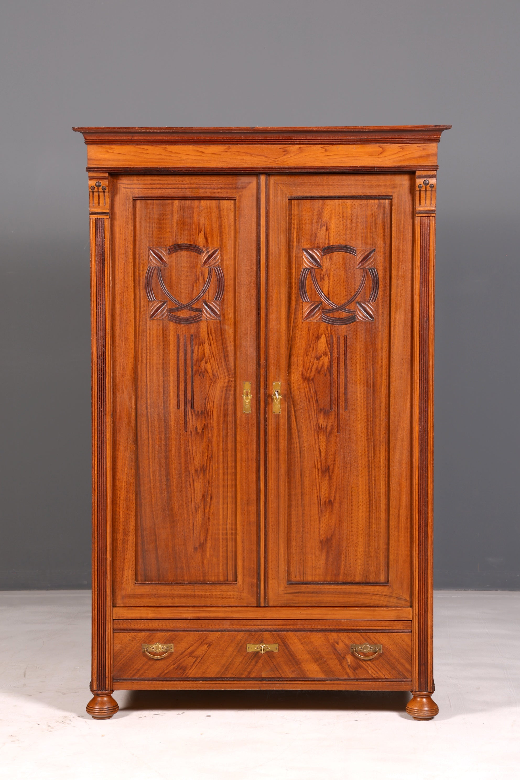 Beautiful Art Nouveau Antique Cabinet from Around 1880, Oak Wardrobe, Hallway Cabinet, Linen Cabinet, Solid Wood