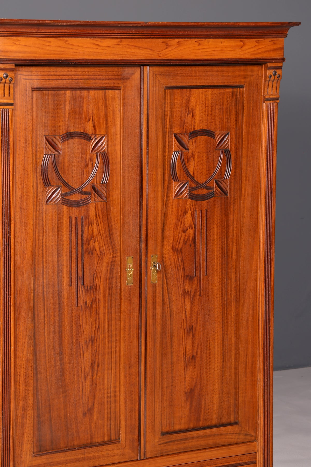 Beautiful Art Nouveau Antique Cabinet from Around 1880, Oak Wardrobe, Hallway Cabinet, Linen Cabinet, Solid Wood