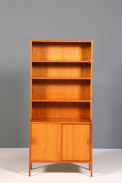Schlichtes Mid Century Bücherregal Danish Design Schrank Retro Kommode Schiebetür Regal Vintage 1 von 2