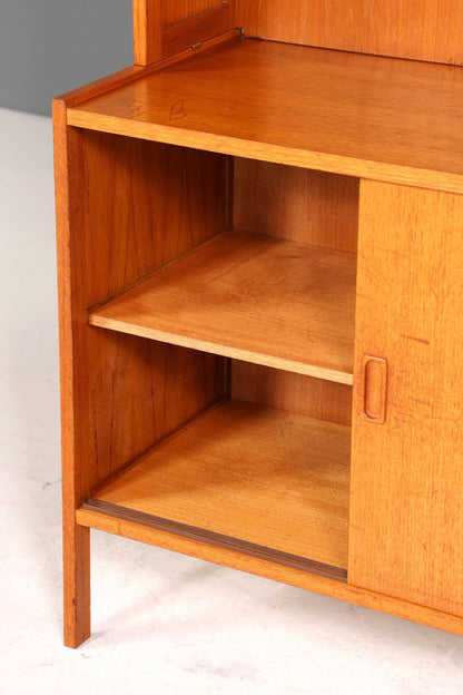 Schlichtes Mid Century Bücherregal Danish Design Schrank Retro Kommode Schiebetür Regal Vintage 1 von 2