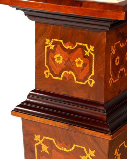 Stilvolle Barock Stil Säule Louis XV Blumensäule Naturstein Marmor Intarsien Ablage Tisch
