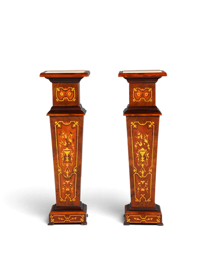 Stilvolle Barock Stil Säule Louis XV Blumensäule Naturstein Marmor Intarsien Ablage Tisch