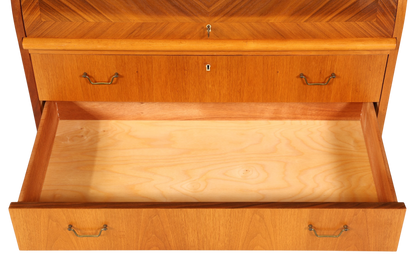 Stilvoller Mid Century Rollladen Sekretär echt Holz Büro Schrank Vintage Schreibkommode