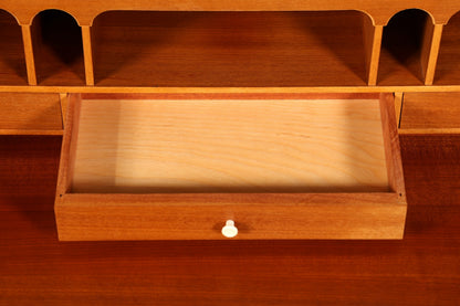 Stilvoller Mid Century Rollladen Sekretär echt Holz Büro Schrank Vintage Schreibkommode