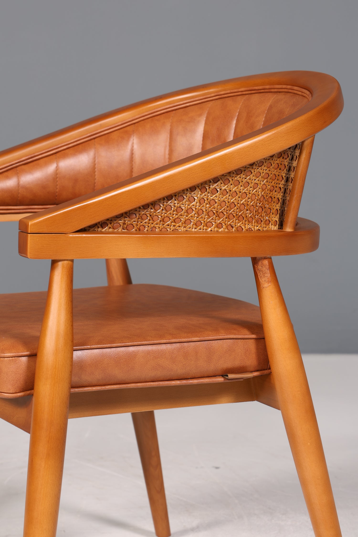 Korbgeflecht Esszimmer Stuhl &quot;Malibu Brown&quot; Küchenstuhl Armlehnstuhl Buche Sekretär Stuhl