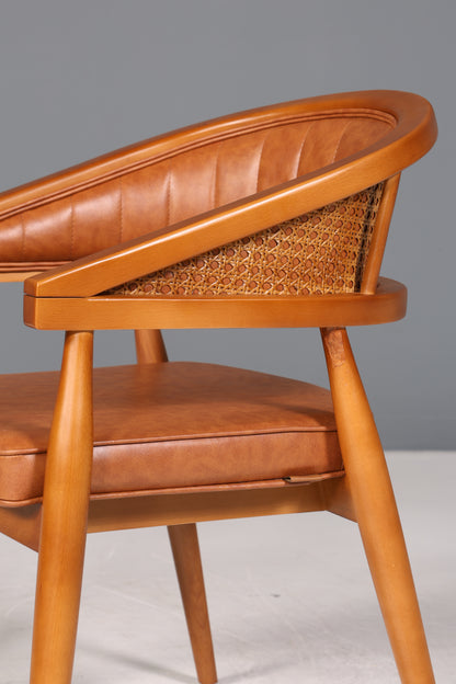 Korbgeflecht Esszimmer Stuhl &quot;Malibu Brown&quot; Küchenstuhl Armlehnstuhl Buche Sekretär Stuhl