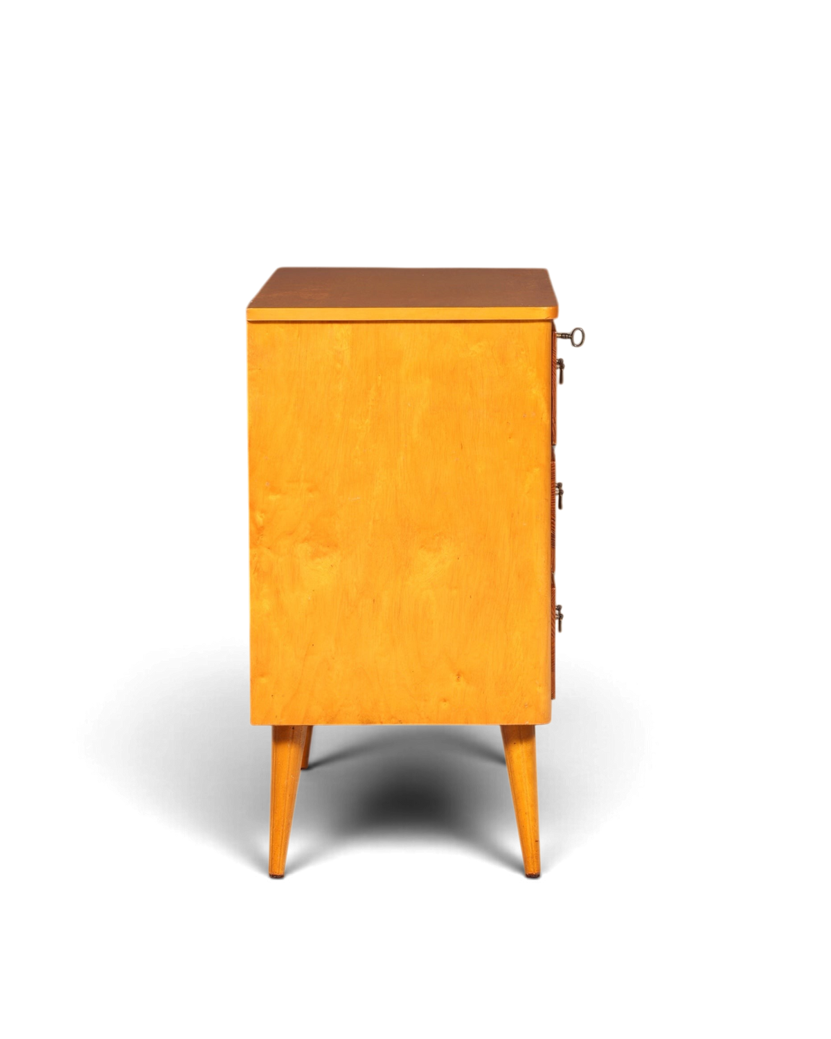 Hauptstadt Möblerei Mid Century Kommode aus massivem Holz im 60er Jahre Vintage Design mit Schubladen und Schlüssel