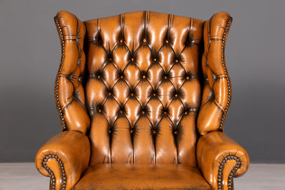 Wunderschöner Original Chesterfield Ohrenbackensessel Englisch Echt Leder Herrensessel Relaxsessel Liegefunktion Vintage