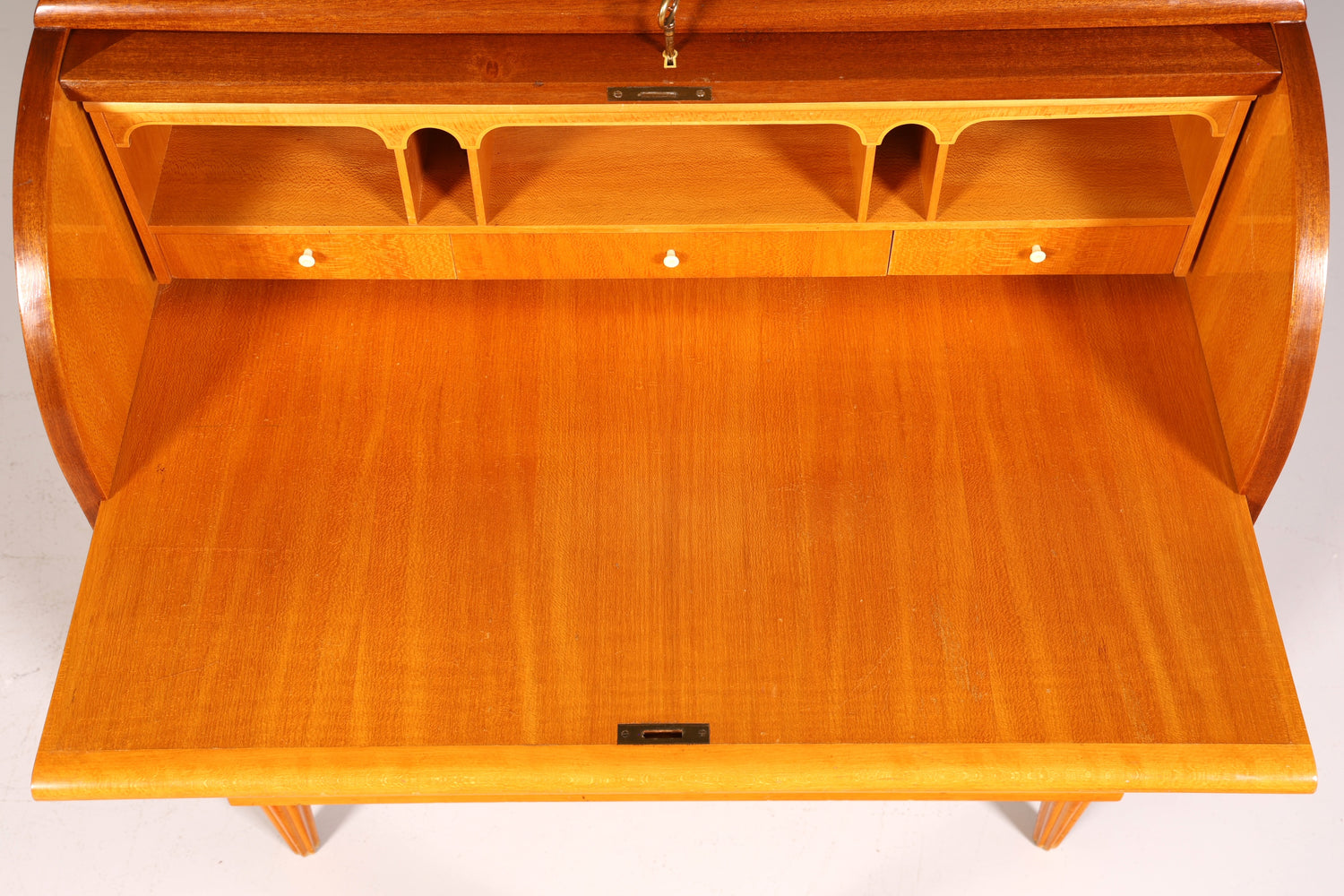 Stilvoller Mid Century Rollladen Sekretär echt Holz Büro Schrank Vintage Schreibkommode