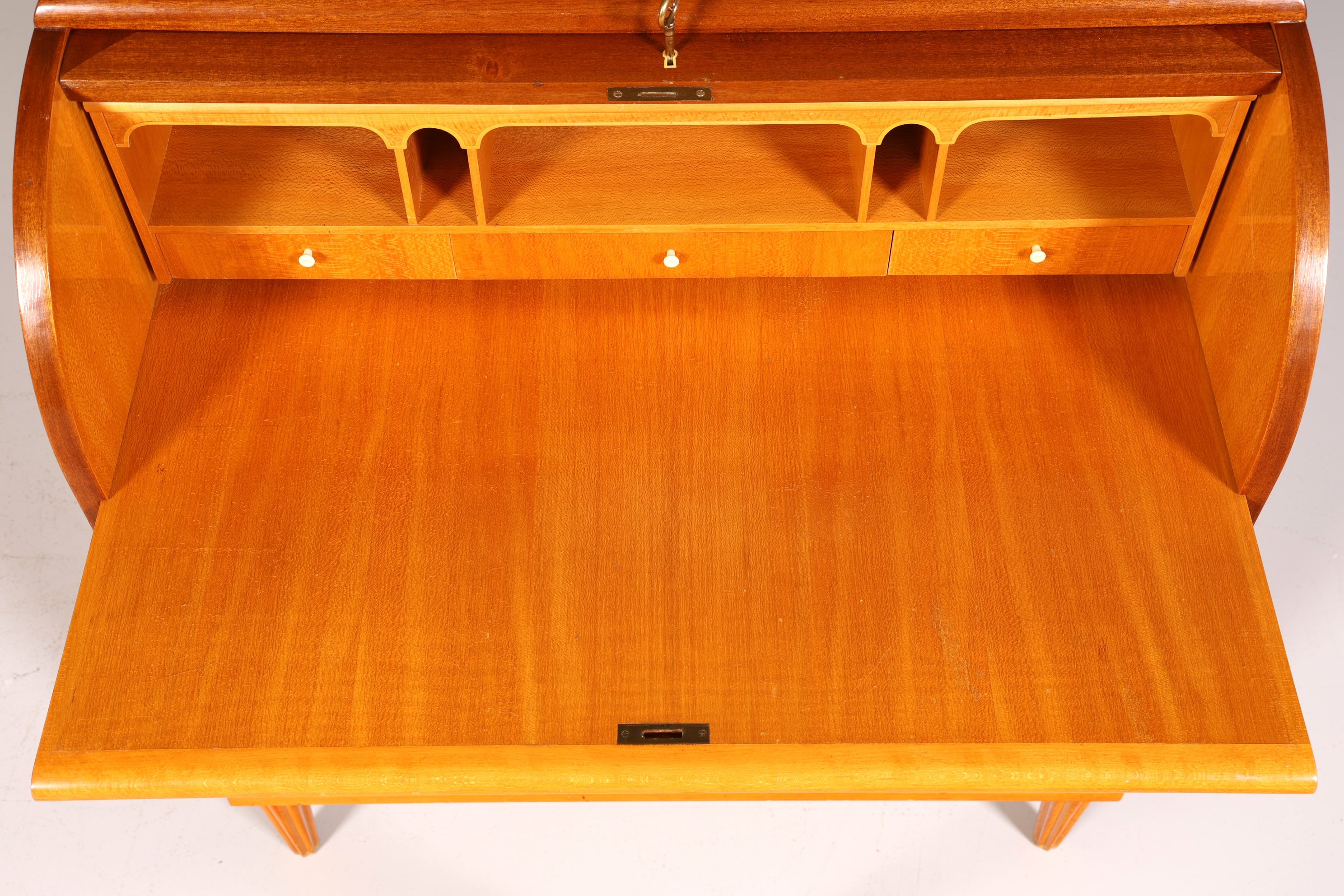 Stilvoller Mid Century Rollladen Sekretär echt Holz Büro Schrank Vintage Schreibkommode