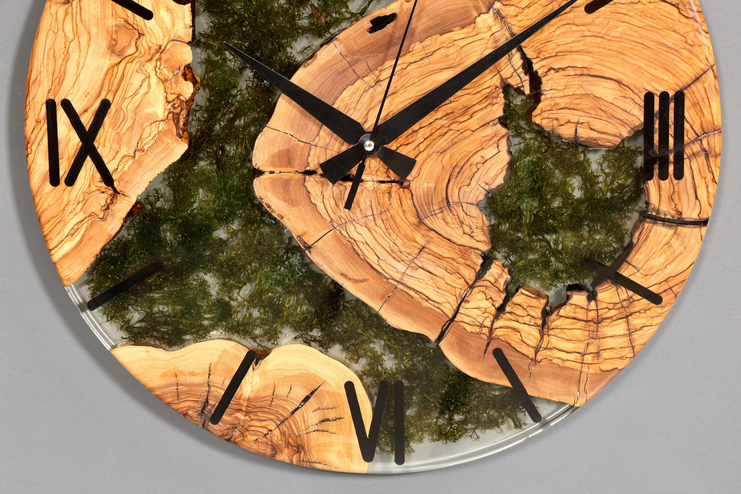 Wunderschöne Handgefertigte Epoxidharz Wanduhr Olivenbaum Uhr Epoxy Analog Uhr