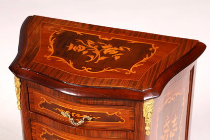 Elegant Baroque-style antique dresser, side table, brass cabinet, chest of drawers