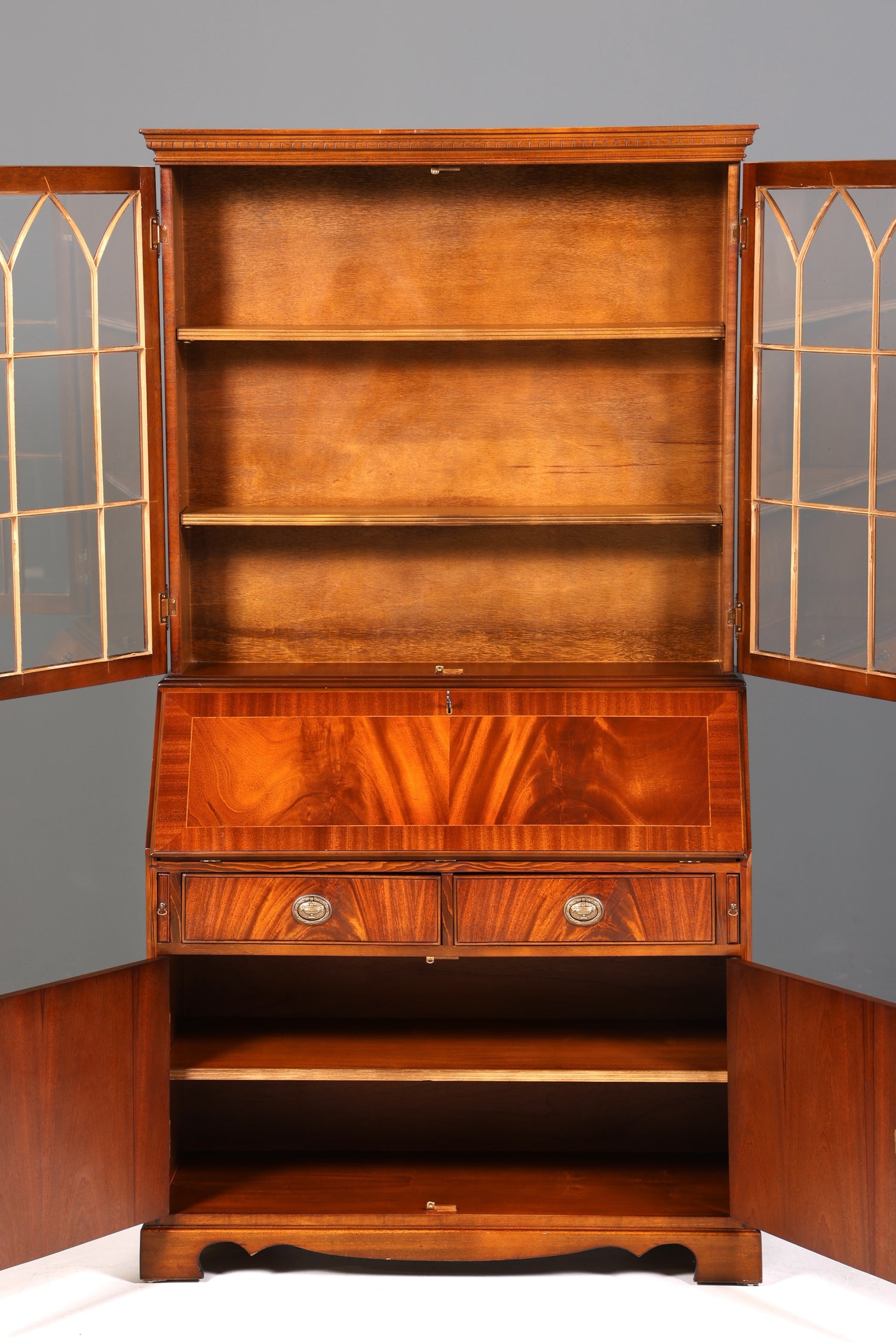 Traumhafter Englischer Sekretär Büro Aufsatzsekretär Antik 60S Vitrinen Schrank UK