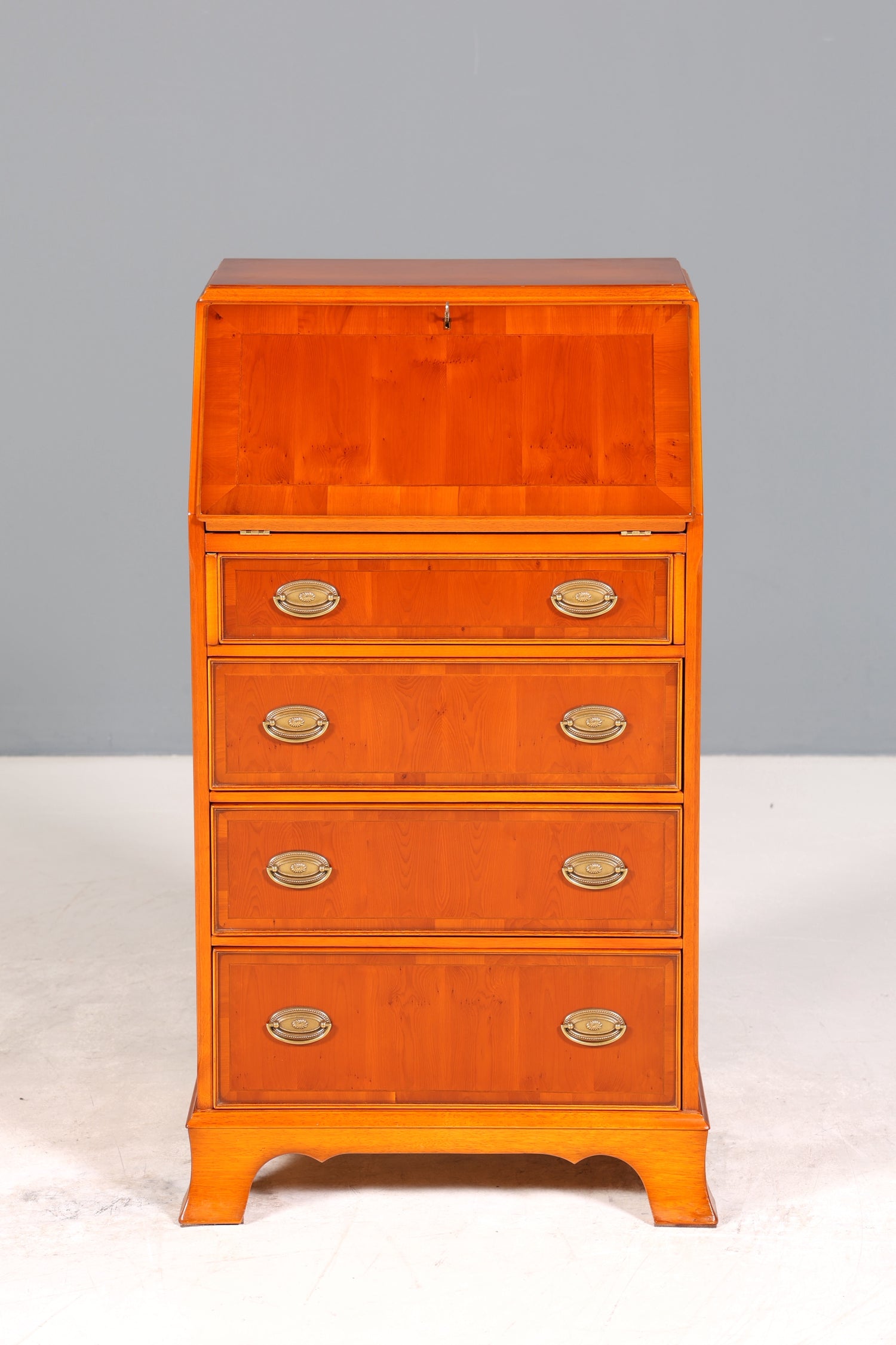 Stilvoller Englischer Sekretär Original Heldense Büro Schreibtisch Eibe Antik 60s Schreibkommode UK