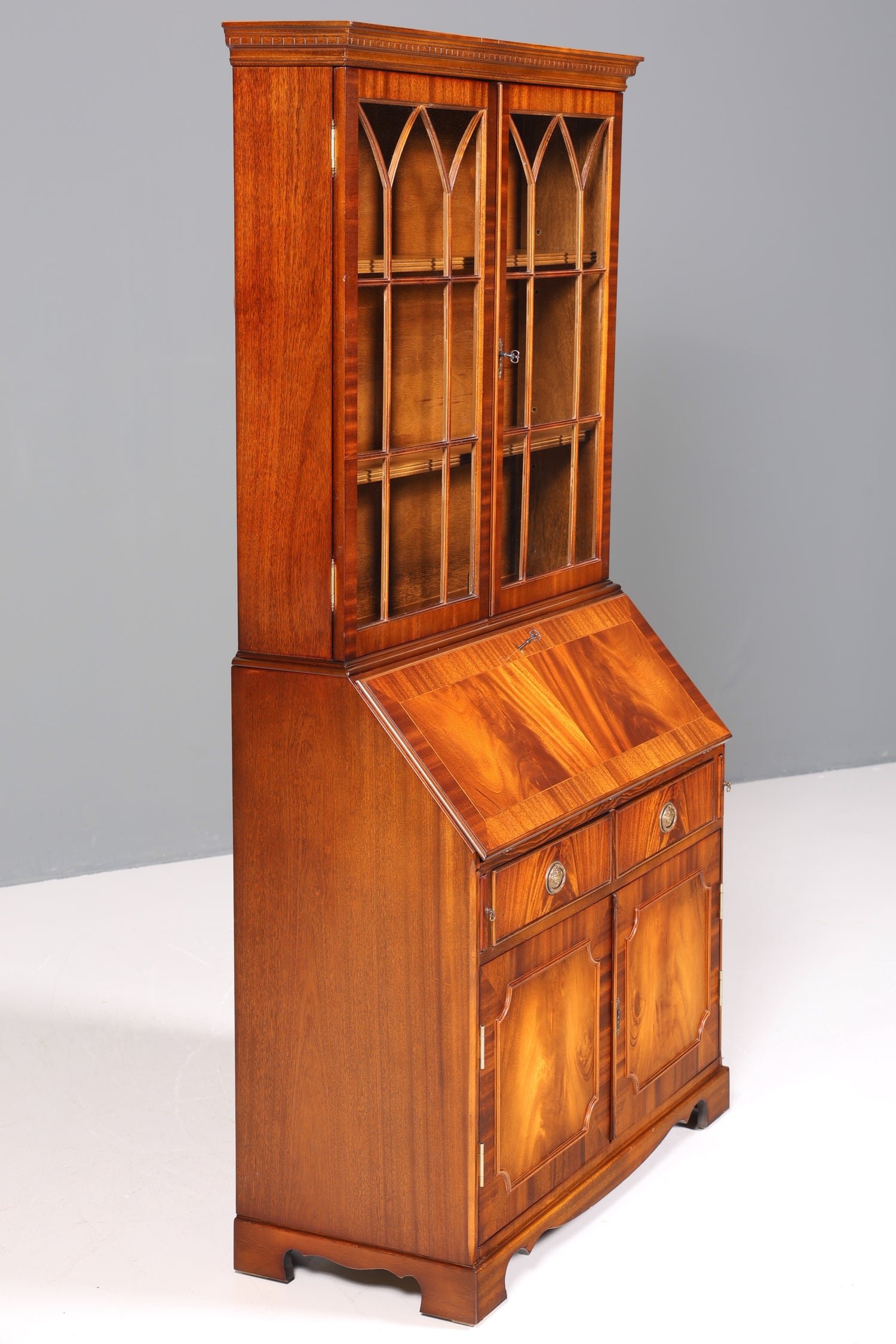 Traumhafter Englischer Sekretär Büro Aufsatzsekretär Antik 60S Vitrinen Schrank UK