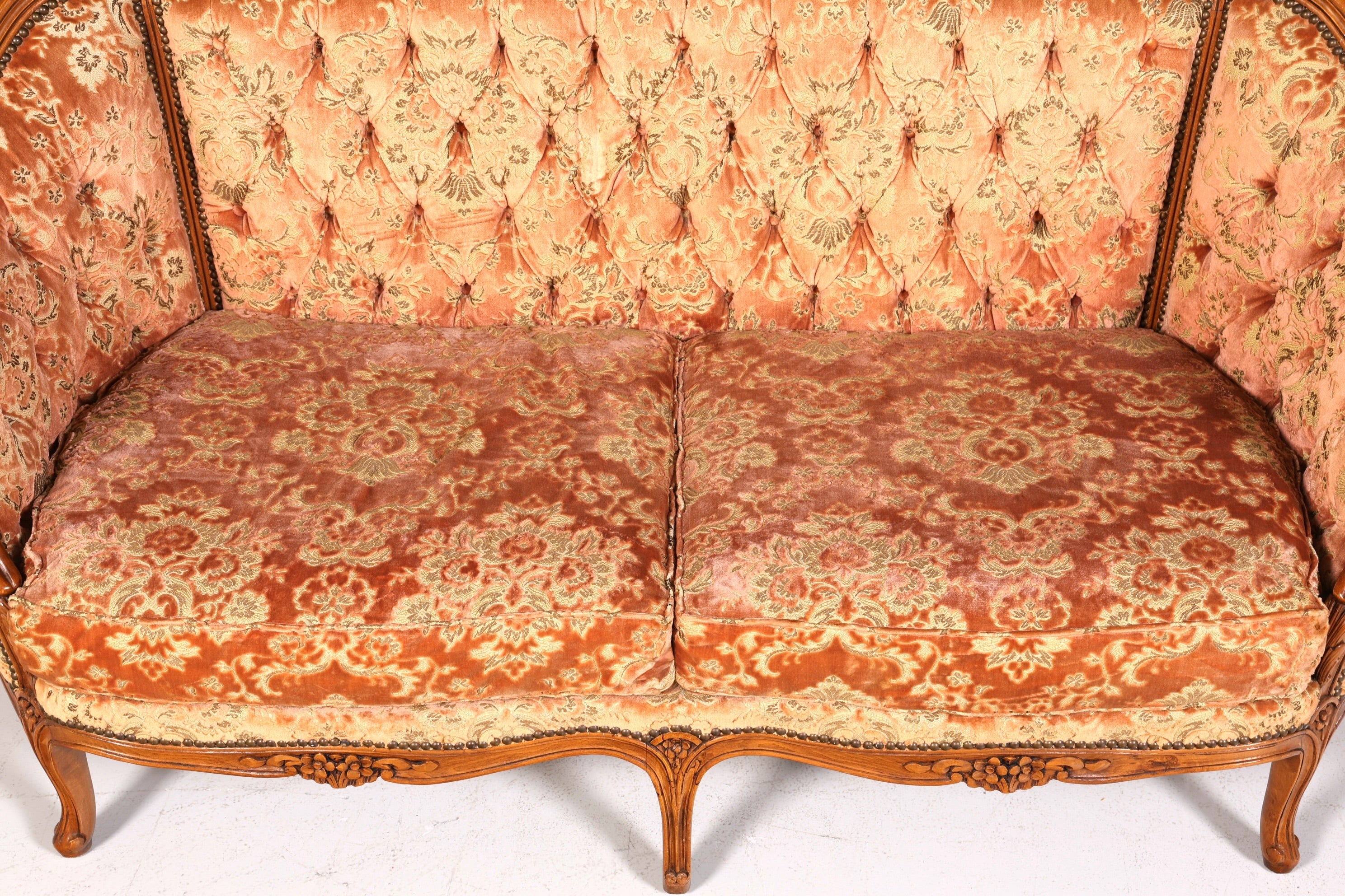 Wunderschönes Chippendale Sofa Barock Stil Couch Samt Stoff Rococo 2 Sitzer Canapé