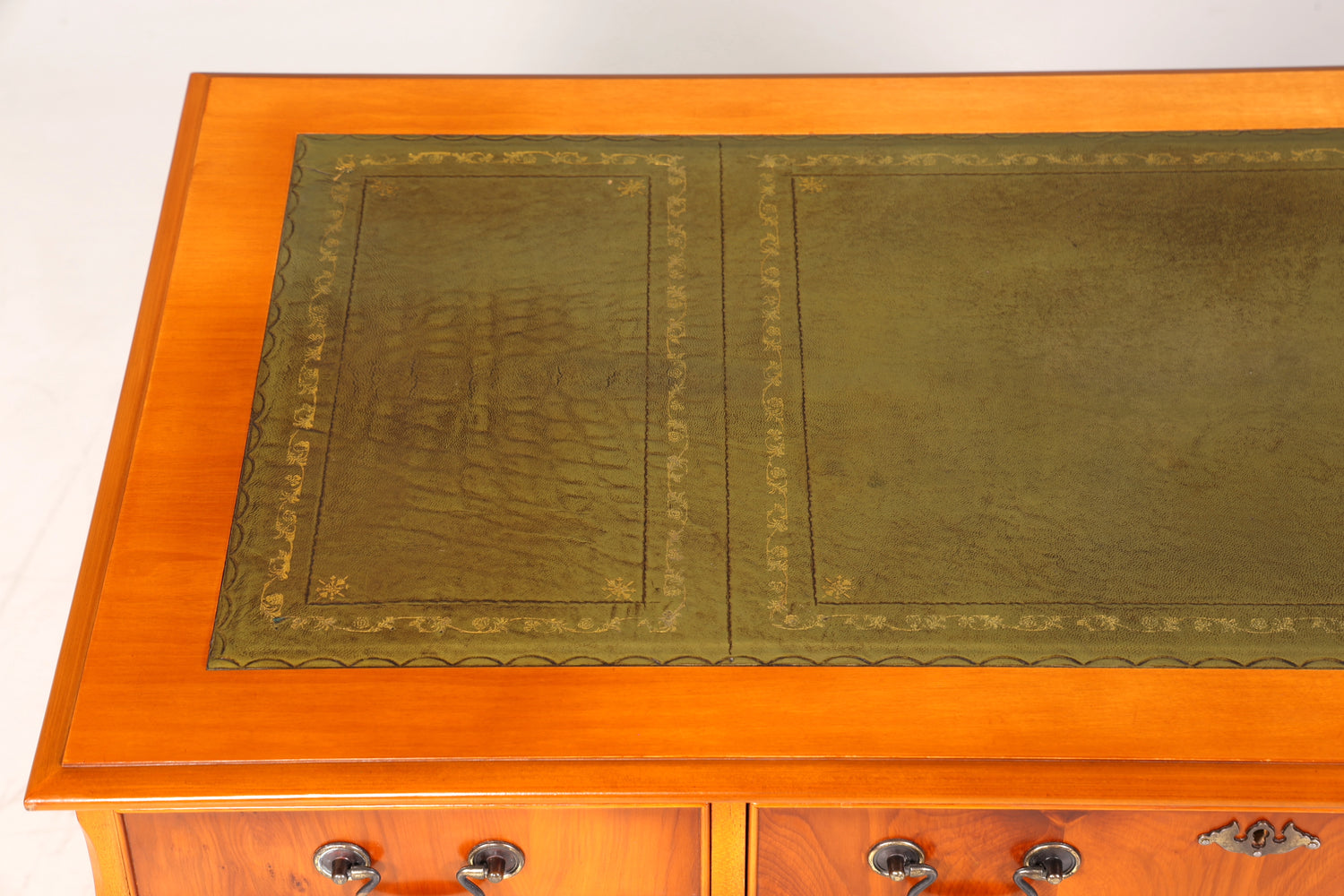 Wunderschöner Englischer Schreibtisch Englisch Eibe Desk Leder Auflage Antik Stil Bürotisch Office Desk
