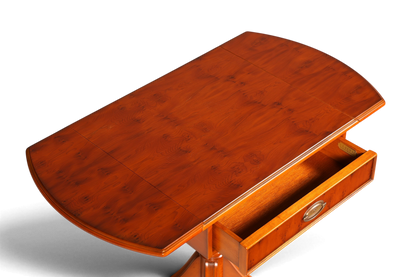 Hauptstadt Möblerei Heldense Beistelltisch aus Eibenholz mit klappbarer Platte und Schublade in klassischem Design