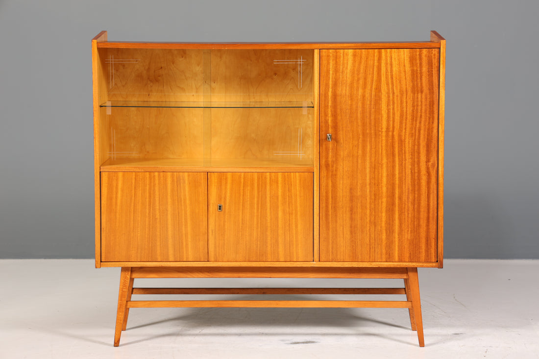Wunderschönes Mid Century Highboard Retro Vitrine Bücherregal Schrank Kommode 60s