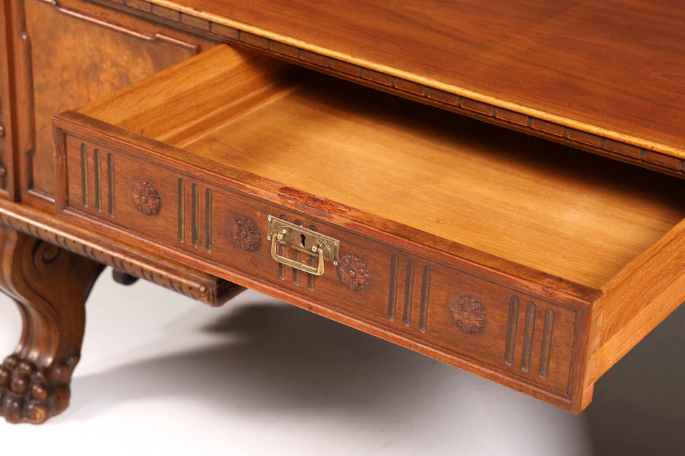 Traumhafter Gründerzeit Schreibtisch Jugendstil Bürotisch echt Holz Antik Desk Tatzen Löwenfüße