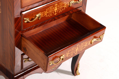 Wunderschönes Barock Stil Louis XV Highboard Marmor Vertiko Intarsien Kommode