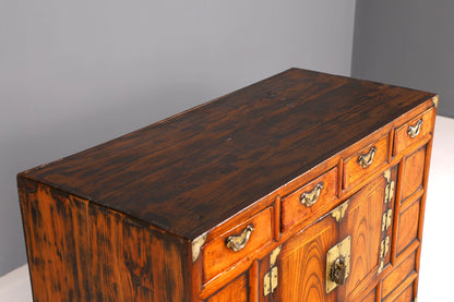 Beautiful Asian cabinet, antique chest of drawers, solid wood, genuine brass, vertiko
