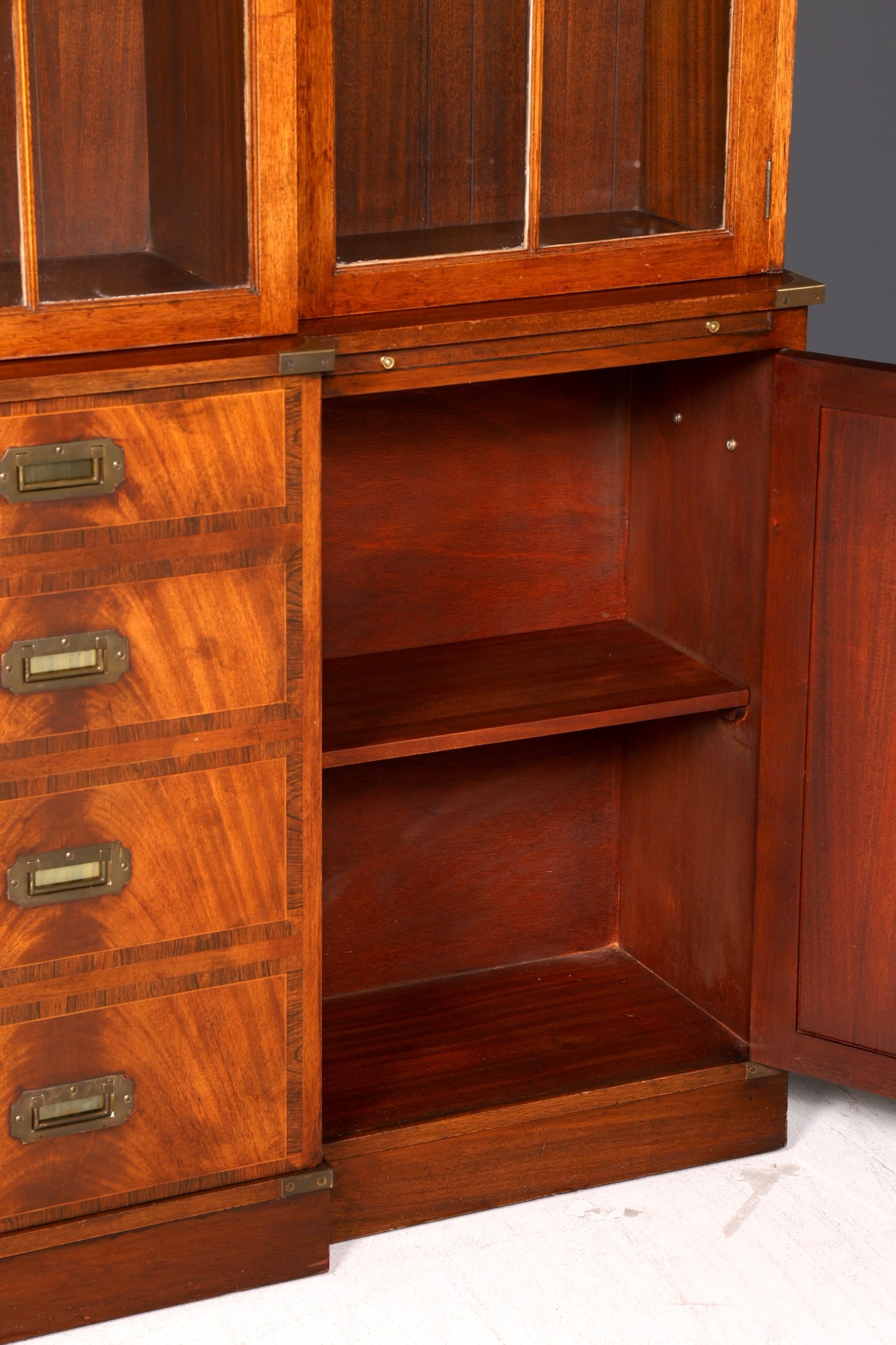 Wunderschöner Maritimer Vitrinenschrank Englisch Bibliothek Bücherschrank Buffet Antik Massiv Echt Holz Schrank UK Vintage