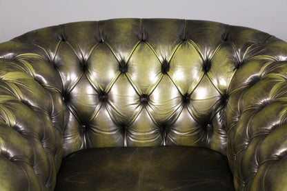 Edler Original Chesterfield Sessel Grün Echt Leder Englischer Armlehnsessel Herrensessel Clubsessel UK Vintage