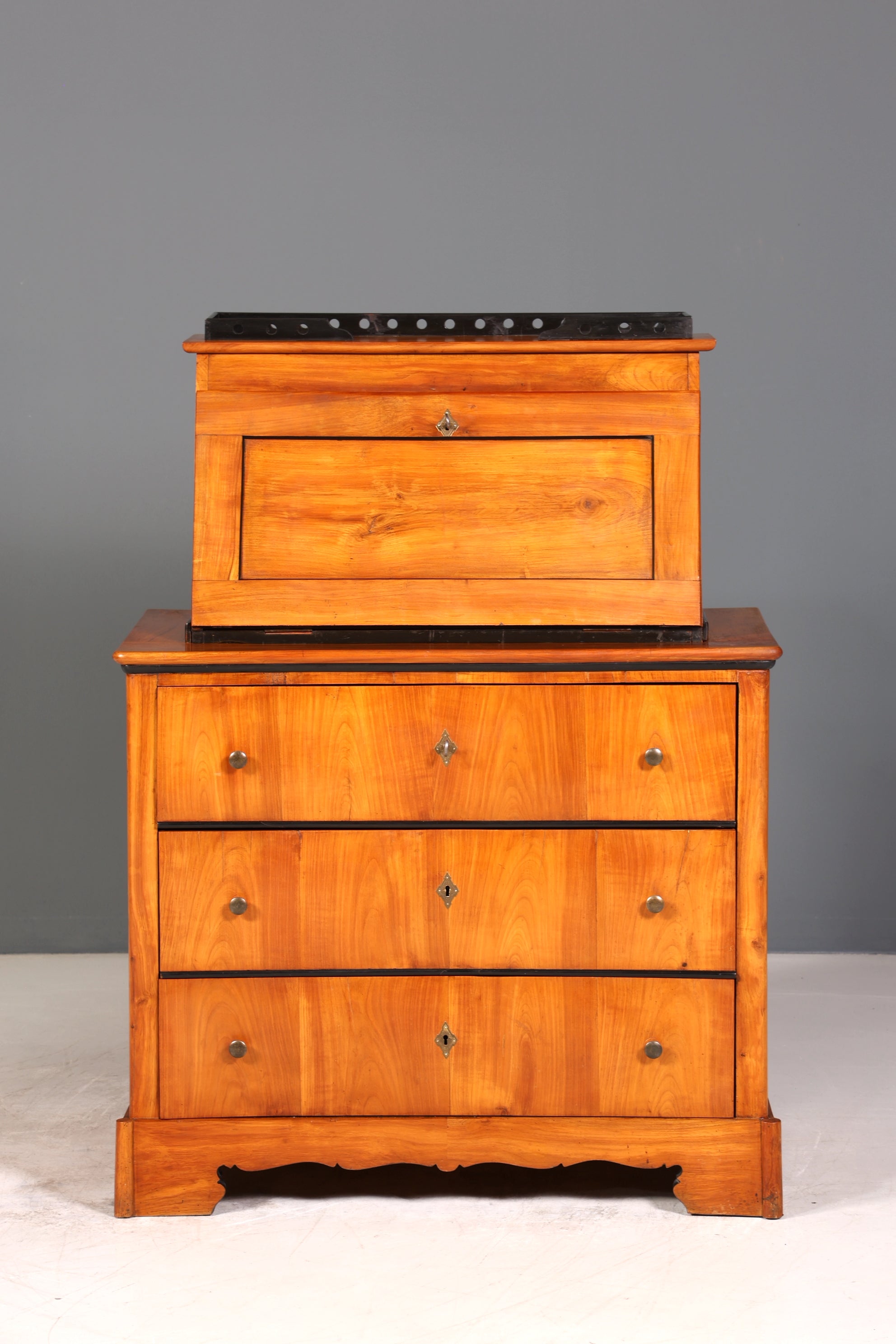 Wunderschöner Original Biedermeier Sekretär um 1860 Kommode Antik Bürokommode Englisch Säulen