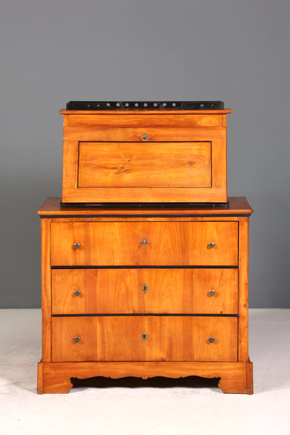Wunderschöner Original Biedermeier Sekretär um 1860 Kommode Antik Bürokommode Englisch Säulen