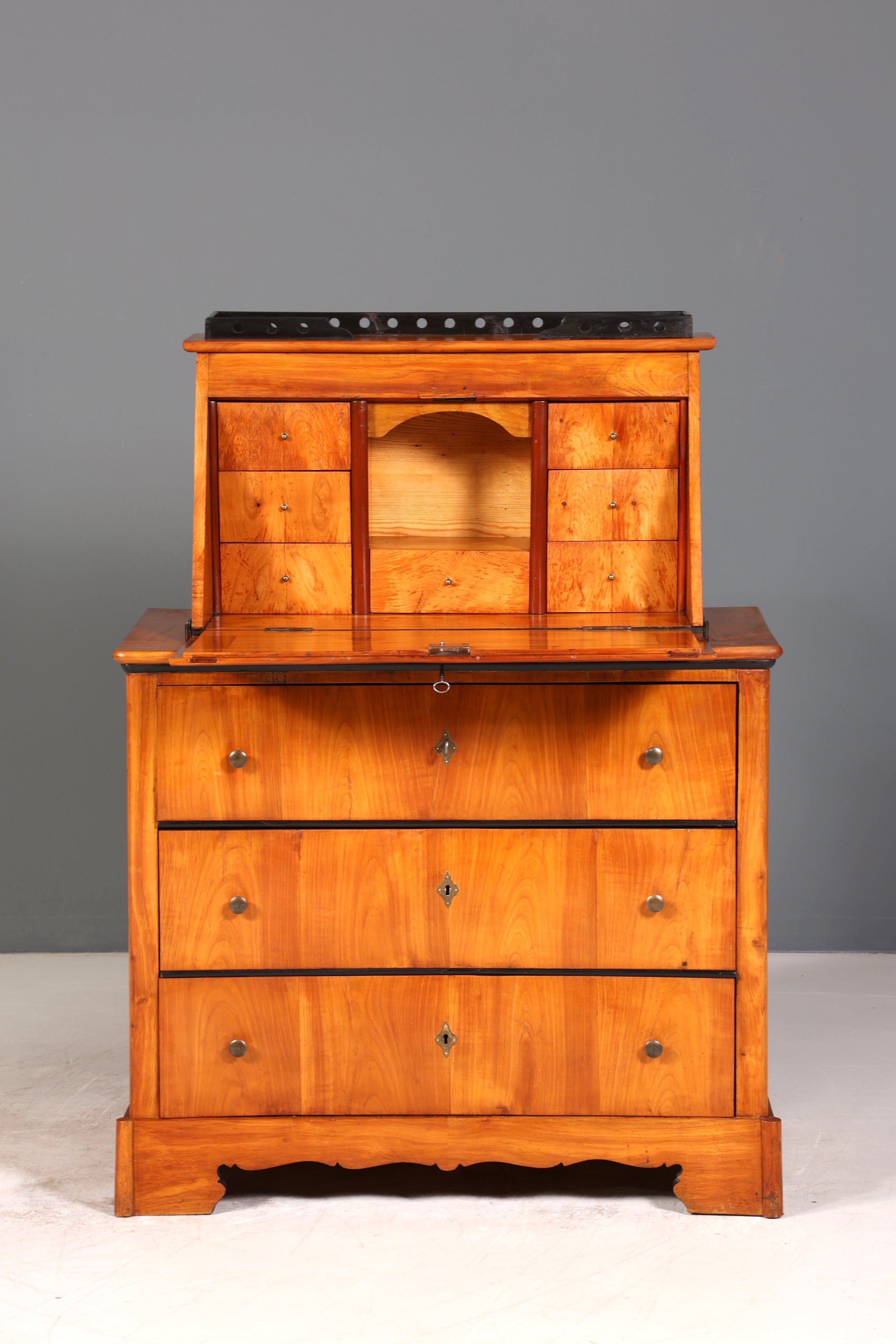 Wunderschöner Original Biedermeier Sekretär um 1860 Kommode Antik Bürokommode Englisch Säulen