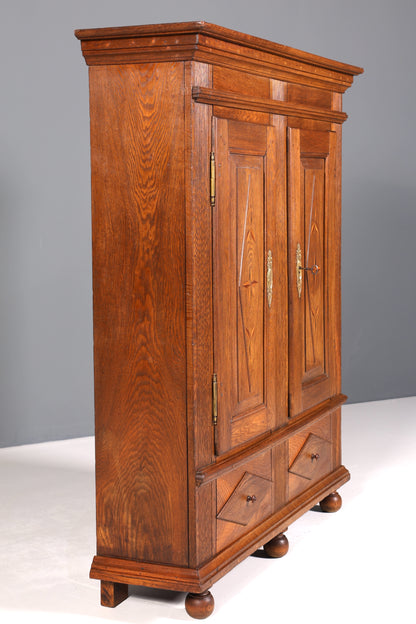 Wunderschöner Original Barock Schrank um 1780 massiv Holz Kleiderschrank Antik Wäscheschrank Eiche Dielenschrank