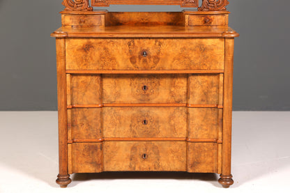 Edle Gründerzeit Kommode mit Spiegelaufsatz Louis Philippe Frisierkommode Holz Schrank Antik Flurschrank um 1880