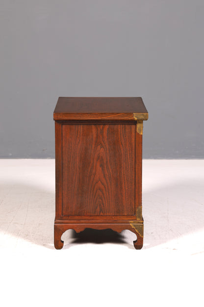 Edle Asiatische Kommode Schnitzereien Antik Korea Schrank Beistellschrank Messingbeschläge Holz Vintage