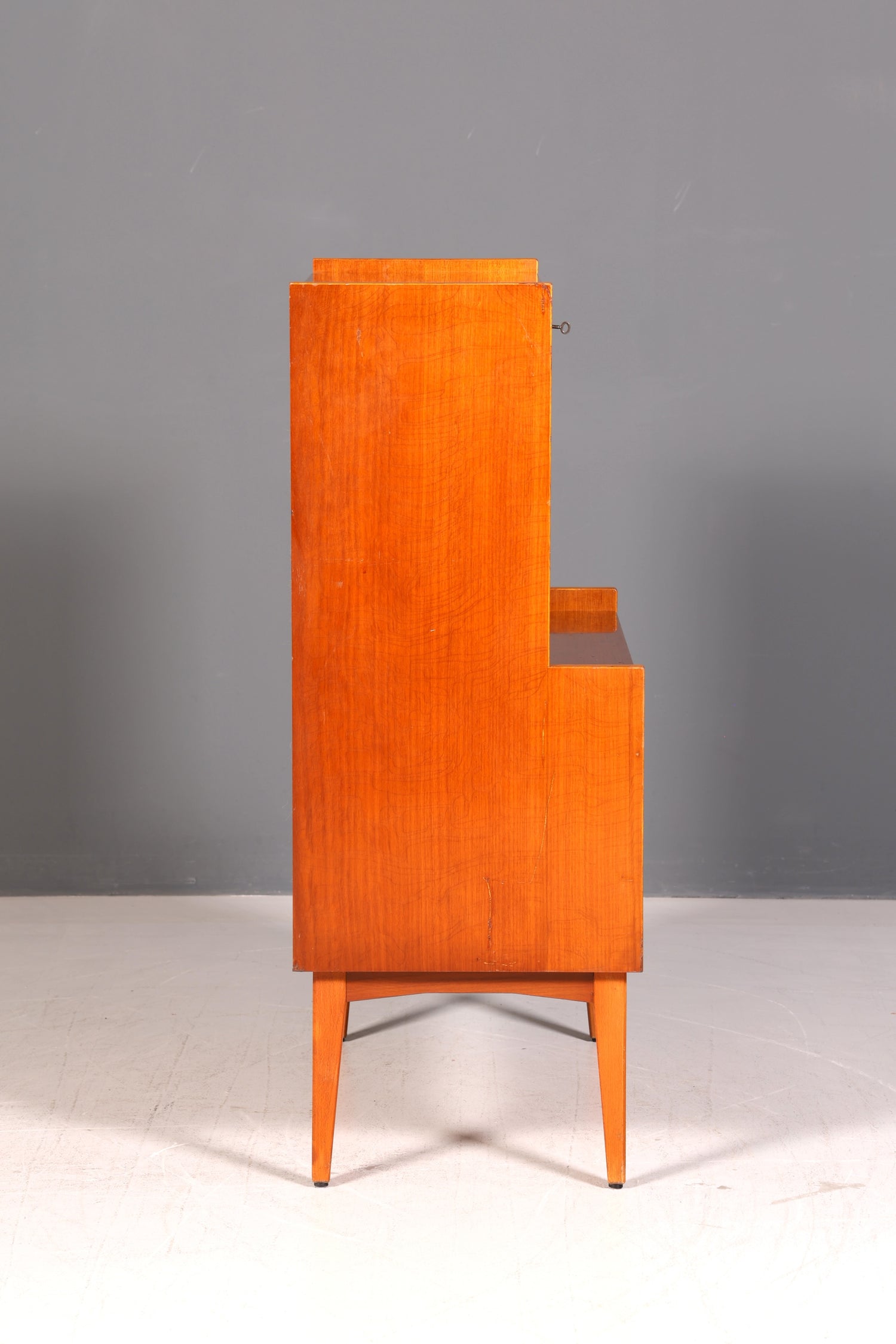 Schlichter Mid Century Sekretär Teak Vintage Schreibmöbel Kommode Office Secretary Retro 60er Schreibsekretär Skandinavisch