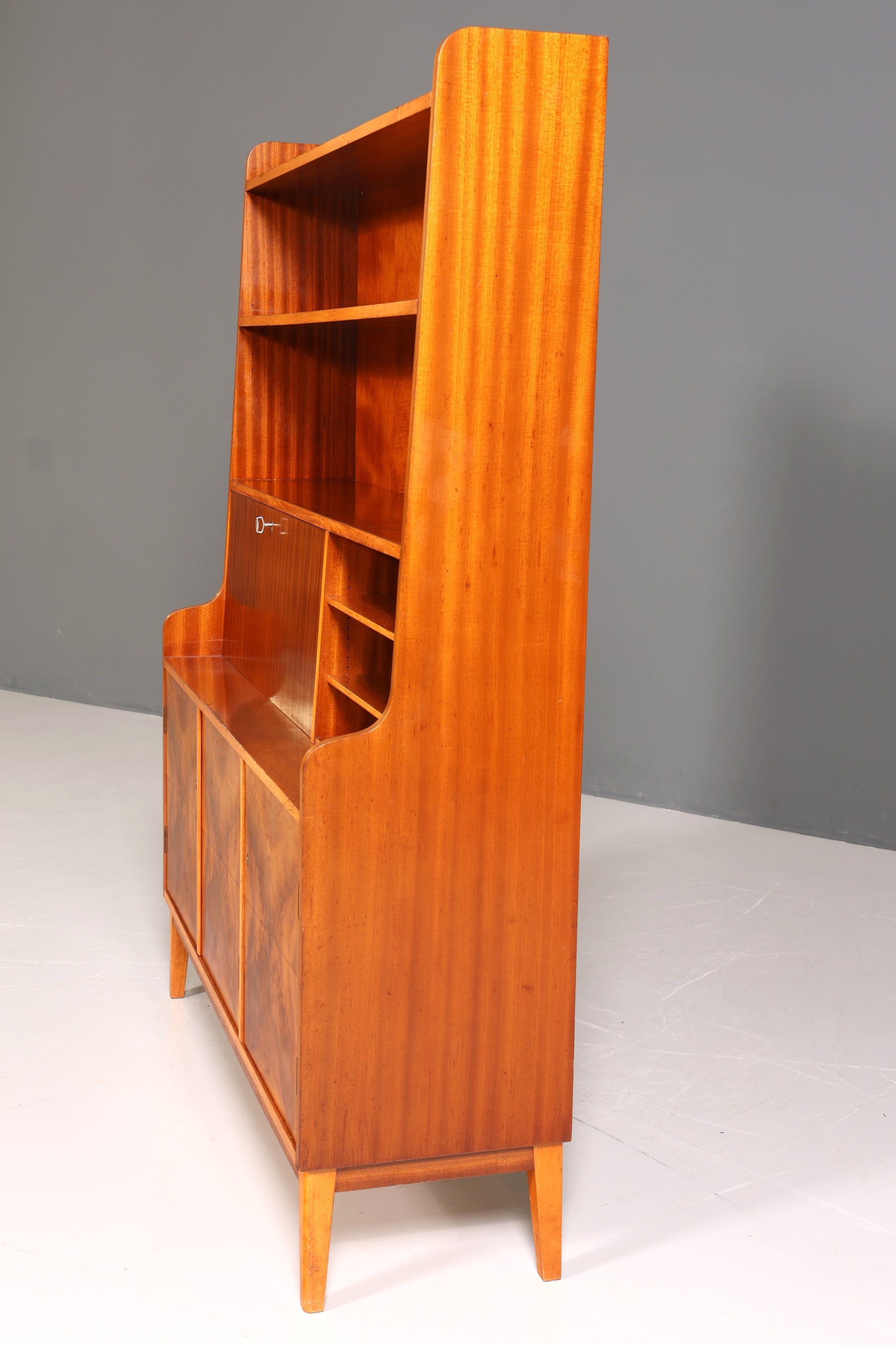 Traumhafter Mid Century Schrank Bücherregal Vintage Sekretär Highboard Holz Regal Bookshelf