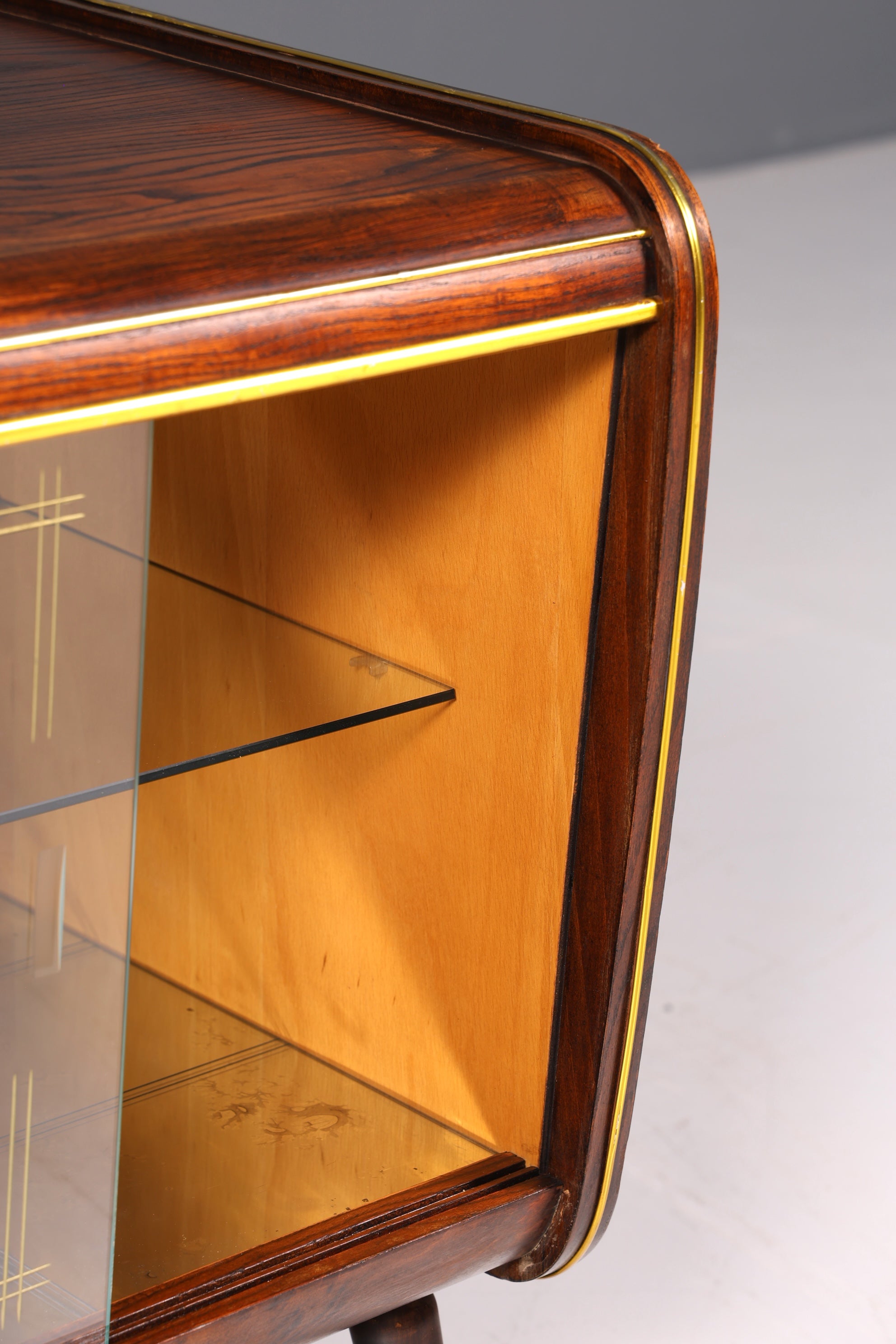 Wunderschöne Mid Century Vitrine Retro Bar Schrank Vintage Schiebetür 60s