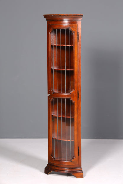 Traumhafte Englische Eckvitrine edwardianische Mahagoni Vitrine Bücherregal Schrank Antik Regal Bleiverglasung
