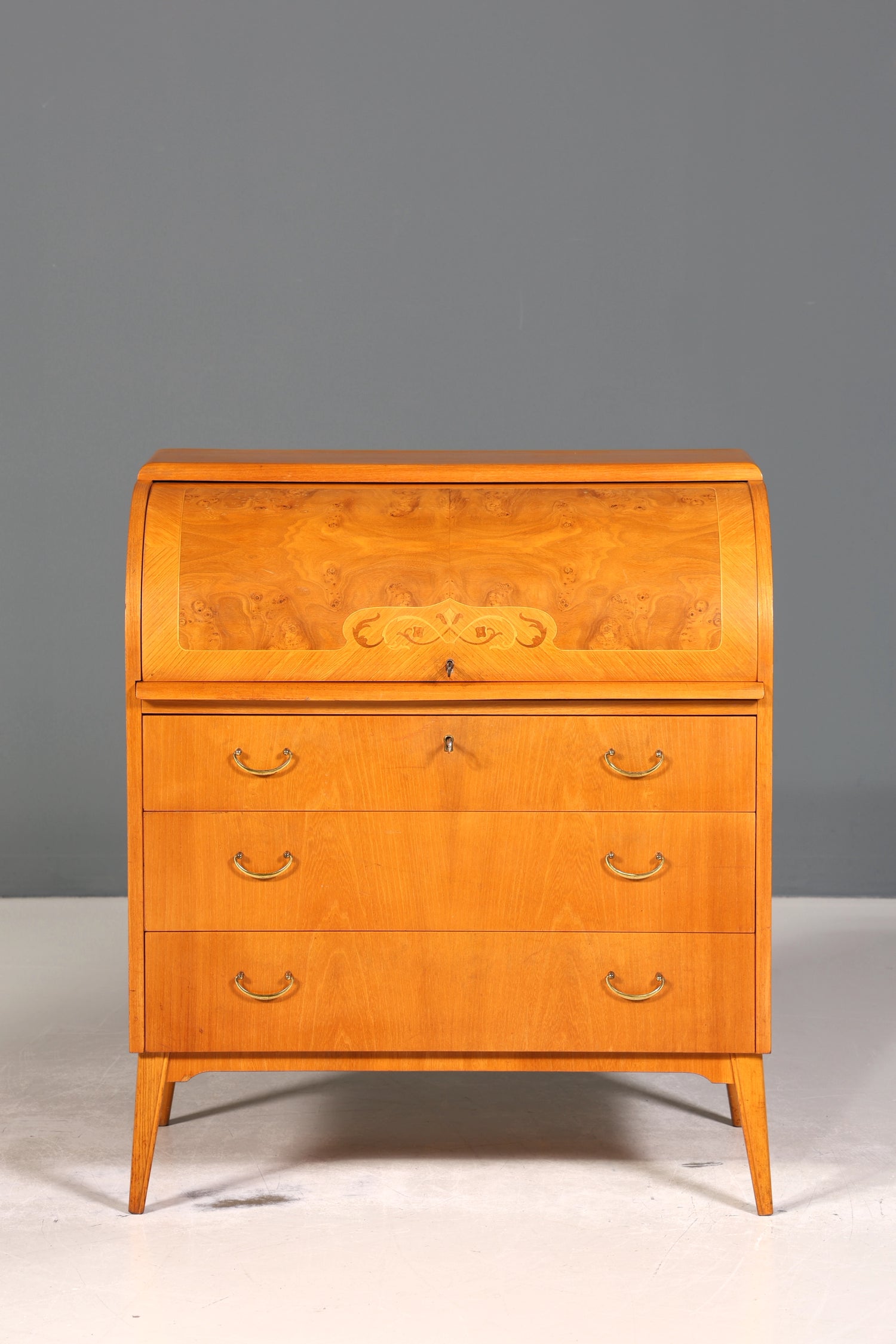 Wunderschöner Mid Century Rollladen Sekretär echt Holz Büro Schrank Vintage Schreibkommode
