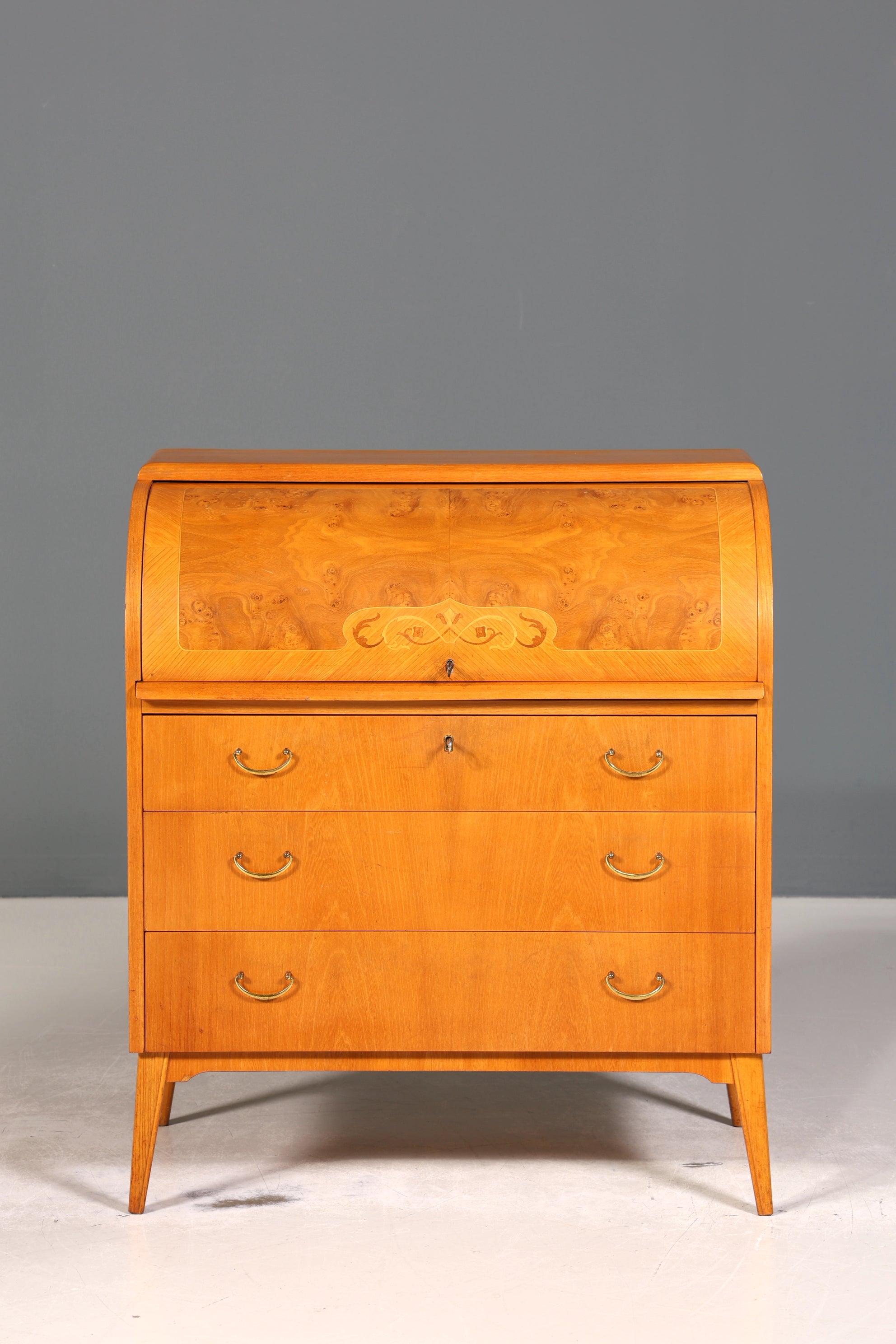 Wunderschöner Mid Century Rollladen Sekretär echt Holz Büro Schrank Vintage Schreibkommode