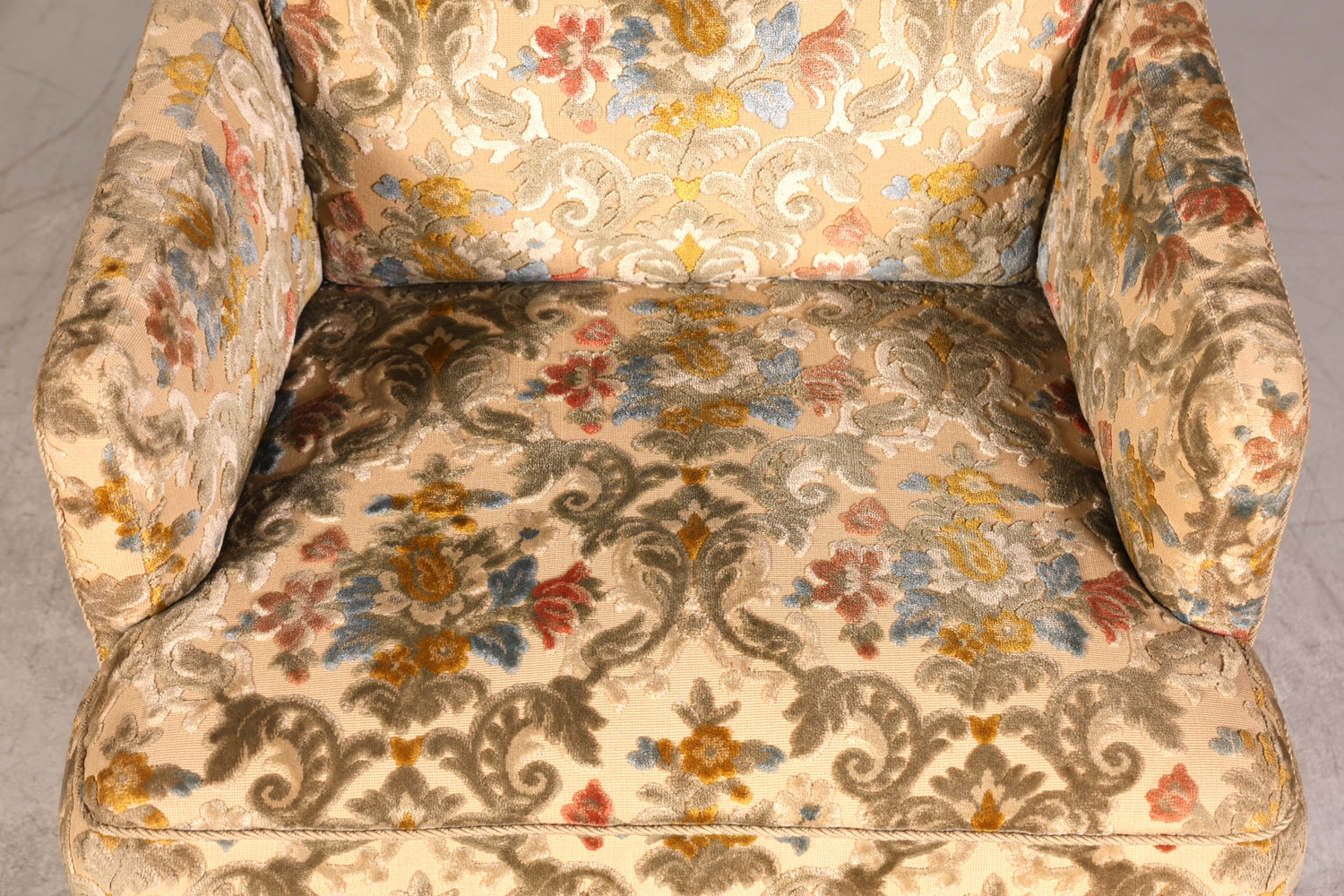 Wunderschöner Chippendale Sessel Art Deco Stil Lounge Floraler Samt Stoff Sessel 2 von 2