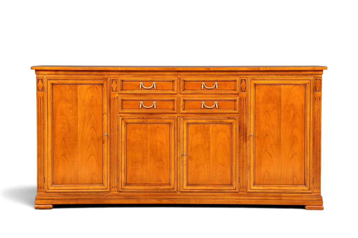 Hauptstadt Möblerei Selva Sideboard Villa Borghese aus massivem Holz im antiken italienischen Stil mit vier Schubladen